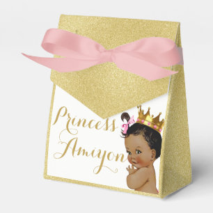 Caixinha De Lembrancinhas Princesa africana Cor-de-rosa & favores Dourados