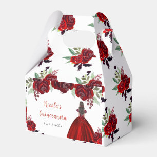 Caixinha De Lembrancinhas Princesa de Cabelo Castanho Quinceanera Floral Ver