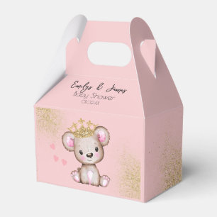 Caixinha De Lembrancinhas Princesa de Chuveiro de Bebê Urso Brilhante Rosa D