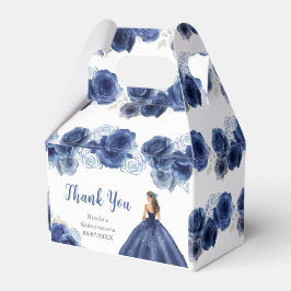 Caixinha De Lembrancinhas Princesa Marinho Vestido Azul Quinceanera Obrigado