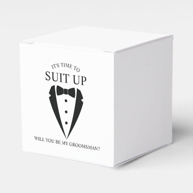 Caixinha De Lembrancinhas Proposta de Padrinho de casamento de Terno Tuxedo  (Frente)