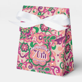 Caixinha De Lembrancinhas Psicodélica rosa Groovy 60s 70s Aniversário Floral
