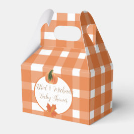 Caixinha De Lembrancinhas Pumpkin Orange Gingham Fall Chá de fraldas