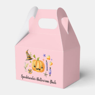 Caixinha De Lembrancinhas Pumpkin Spooktacular Festa de Halloween Bash, Rosa