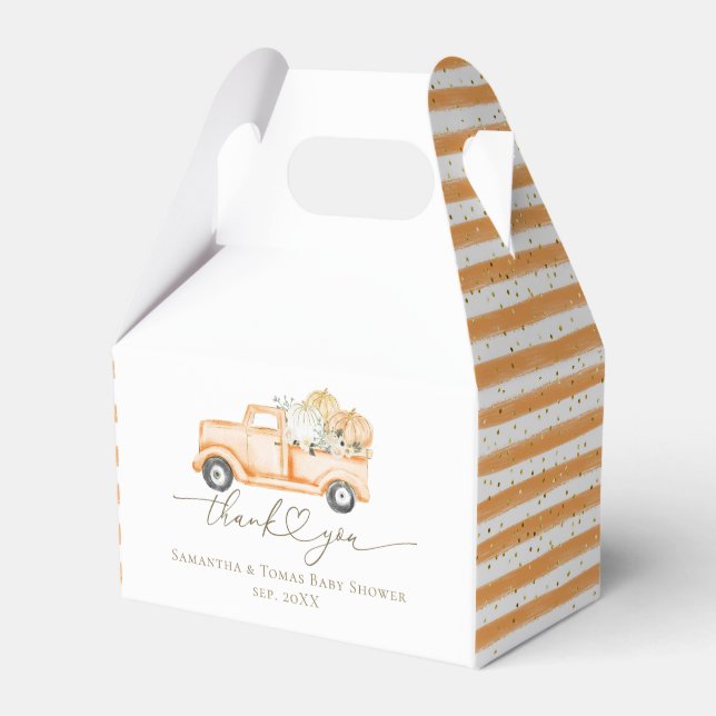 Caixinha De Lembrancinhas Pumpkin Truck Modern Fall Chá de fraldas (Frente)