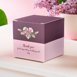 Caixinha De Lembrancinhas Purple Blooming Lily Obrigado/ Feliz Aniversário