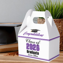 Caixinha De Lembrancinhas Purple Class of 2026 Custom Graduation Party