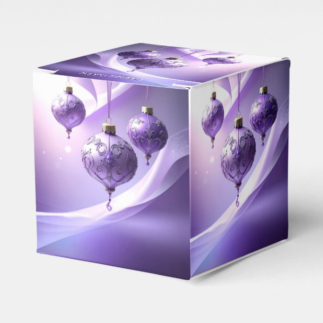 Caixinha De Lembrancinhas Purple Decorative Christmas Ball Holiday Favor Box (Frente)