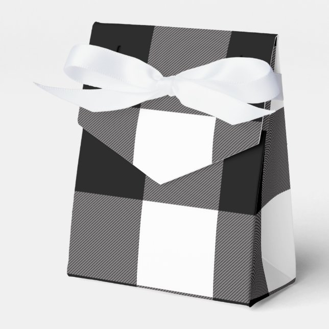 Caixinha De Lembrancinhas Quadrados Xadrez Pretos e Brancos em Xadrez Búfalo (Frente)