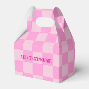 Caixinha De Lembrancinhas Quadro de verificação branco elegante e rosa paste