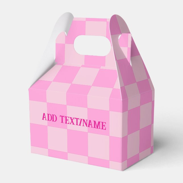 Caixinha De Lembrancinhas Quadro de verificação branco elegante e rosa paste (Frente)