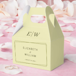 Caixinha De Lembrancinhas Quadro Elegante no Casamento do Monograma Amarelo 