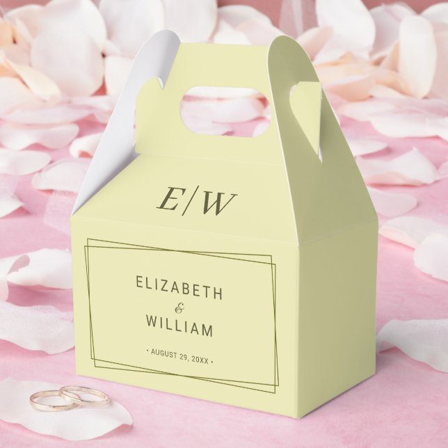 Caixinha De Lembrancinhas Quadro Elegante no Casamento do Monograma Amarelo  (Casamento)