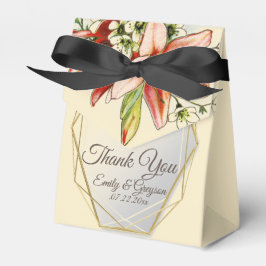 Caixinha De Lembrancinhas Quadro geométrico com Casamento de Lírios Tropicai