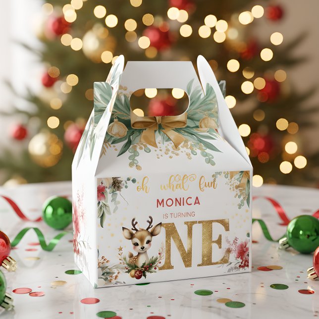 Caixinha De Lembrancinhas Que Natal divertido primeiro aniversário (Criador carregado)