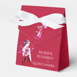 Caixinha De Lembrancinhas Quic Hot Pink Red Carnés Quinceanera