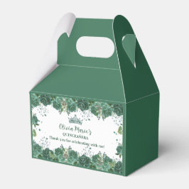 Caixinha De Lembrancinhas Quinceañera Emerald Green Borboletas Florais Tiara