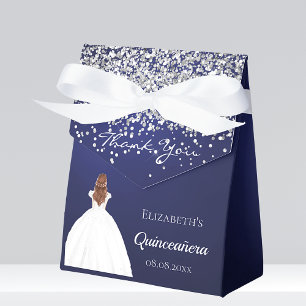 Caixinha De Lembrancinhas Quinceanera marinho azul, festa de vestidos branco