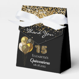 Caixinha De Lembrancinhas Quinceanera obrigado-leopardo negro de ouro negro