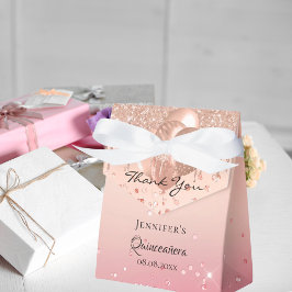 Caixinha De Lembrancinhas Quinceanera rosa rosa rosas balões de ouro obrigad