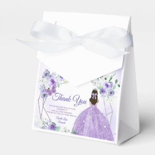 Caixinha De Lembrancinhas Quinceañera Silver & Purple Flowers Party