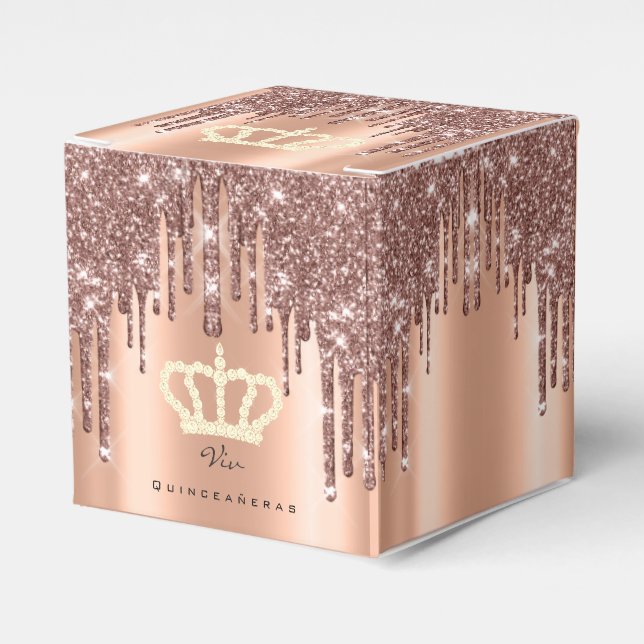 Caixinha De Lembrancinhas Quinceañeras Doce 16º Rosa Bridal Viv Royal (Frente)