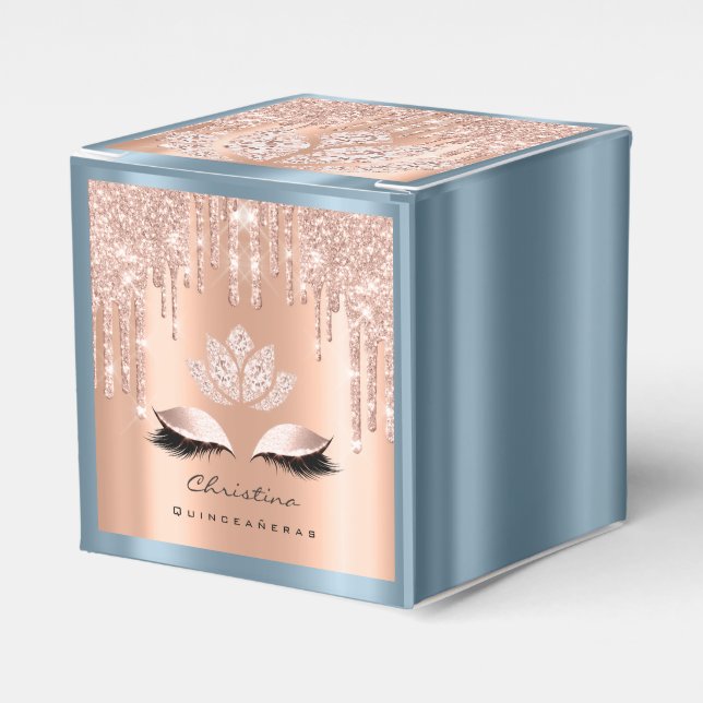 Caixinha De Lembrancinhas Quinceañeras Doce 16.ª gota de Rosa de noiva (Frente)