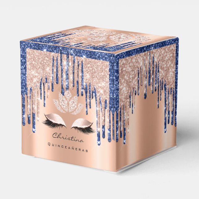 Caixinha De Lembrancinhas Quinceañeras Sweet 16th Bridal Rosa BlueNavy (Verso)