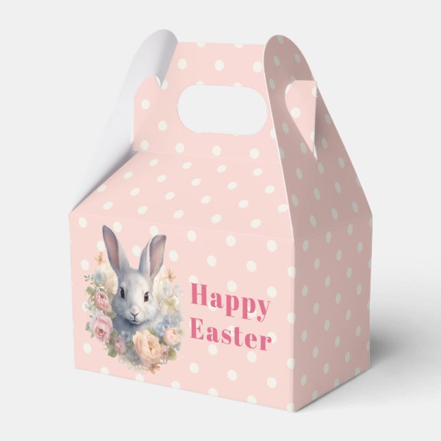 Caixinha De Lembrancinhas Rabbit Surrounded by Pastel Flowers Cute Easter (Frente)