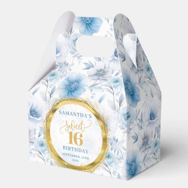 Caixinha De Lembrancinhas Radiant Sweet Six Boho Blue Sparkle Box (Radiant Sweet Sixteen Boho Blue Gold Sparkle Box)