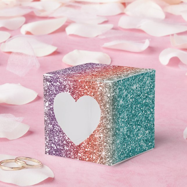 Caixinha De Lembrancinhas Rainbow Glitter  (Casamento)