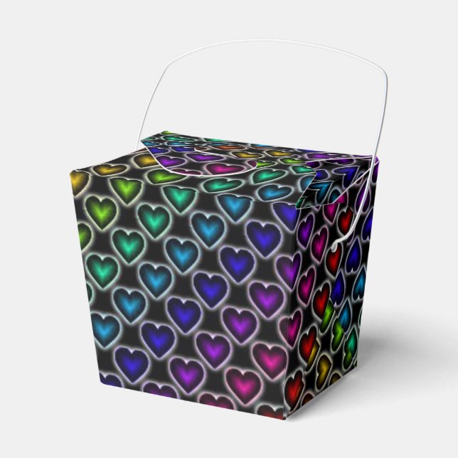 Caixinha De Lembrancinhas Rainbow Heart Pattern Take Out Favor Box (Frente)