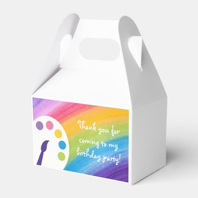 Caixinha De Lembrancinhas Rainbow Kids Art Party Favor Boxes (Frente)