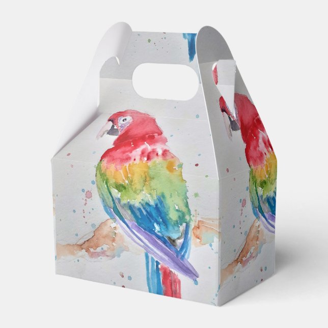 Caixinha De Lembrancinhas Rainbow Parrot Bird Child Birthday Cake Favor Box (Frente)