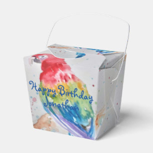 Caixinha De Lembrancinhas Rainbow Parrot Bird Child Birthday Cake Favor Box