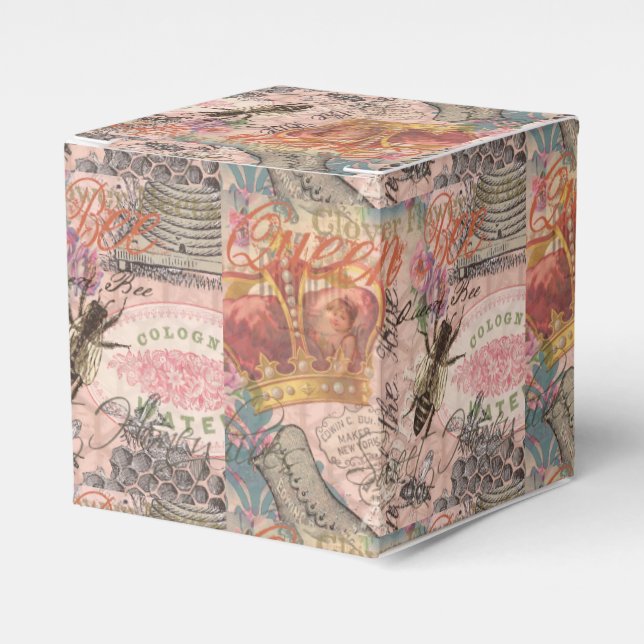 Caixinha De Lembrancinhas Rainha Bee Vintage - Linda Colagem (Frente)