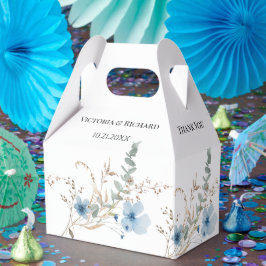 Caixinha De Lembrancinhas ramalhete de flores aquarela azul empoeirado rústi