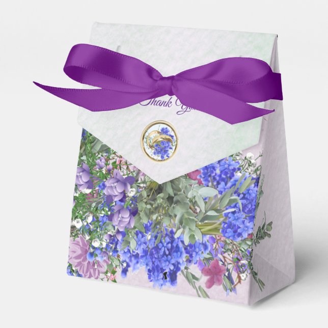 Caixinha De Lembrancinhas Ramalhetes de Flores Lavanda - Violeta (Frente)