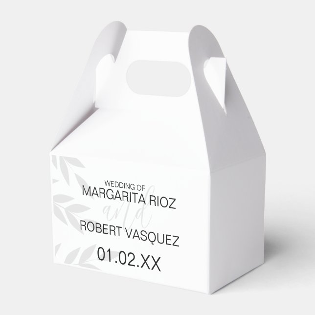 Caixinha De Lembrancinhas Ramos Cinza Preto Branco Moderno (Frente)