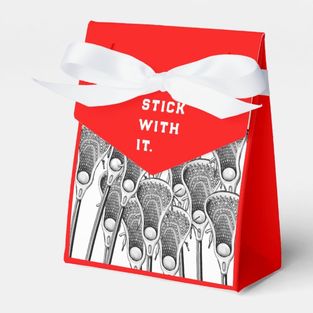 Caixinha De Lembrancinhas Red Favor Box da Equipe de Lacrosse (Frente)