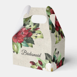 Caixinha De Lembrancinhas Red Floral Grunge Wedesmaid