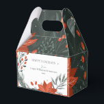 Caixinha De Lembrancinhas Red Green Poinsettia Floral Simples Negócios<br><div class="desc">Deseje um bom feriado para seus clientes e clientes com esta caixa floral de favores da poinsettia moderna em vermelho e verde.</div>