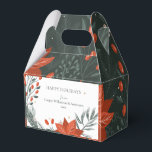 Caixinha De Lembrancinhas Red Green Poinsettia Floral Simples Negócios<br><div class="desc">Deseje um bom feriado para seus clientes e clientes com esta caixa floral de favores da poinsettia moderna em vermelho e verde.</div>