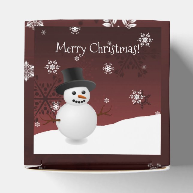 Caixinha De Lembrancinhas Red Snowman Winter Scenery Christmas Favor Box (Topo)