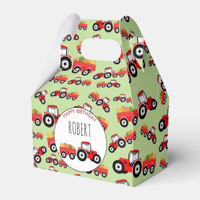 Caixinha De Lembrancinhas Red Trator Truck Fazenda Produtor Aniversário (Frente)