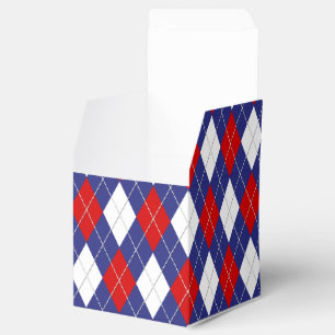 Caixinha De Lembrancinhas Red,White,Blue Argyle 2-PARTY FAVOR BOX,sq box