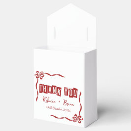 Caixinha De Lembrancinhas Red & White Minimalista Obrigado Casamento