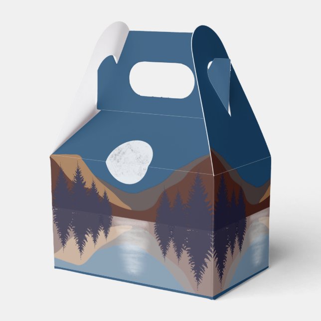 Caixinha De Lembrancinhas Reflexão da Lua na Floresta Abstrato russa (Frente)