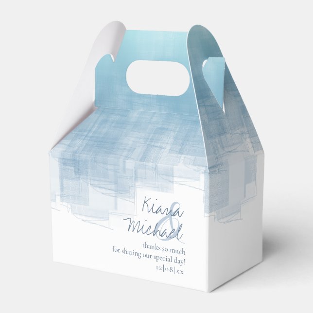 Caixinha De Lembrancinhas Reflexões de Aquarela Obrigado Azul Dusty 2 ID774 (Frente)