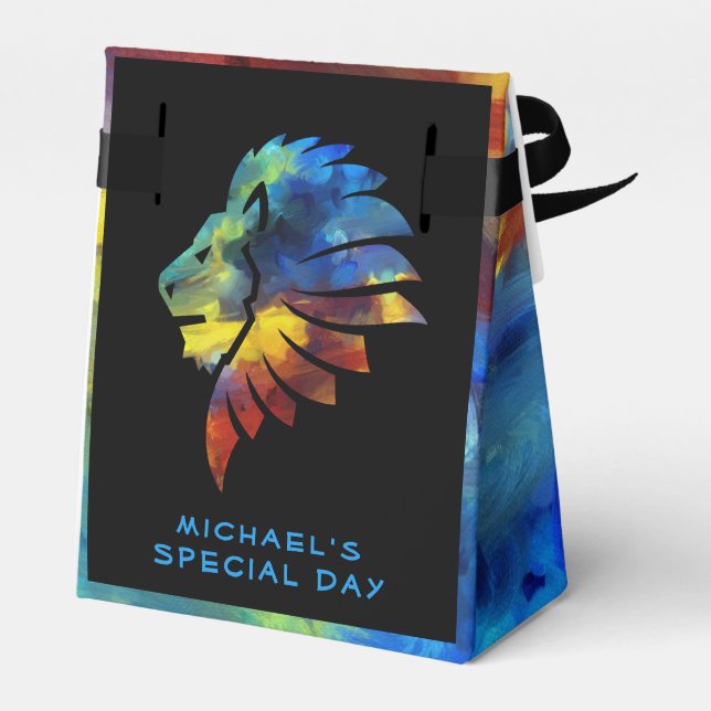 Caixinha De Lembrancinhas Rei da selva, nome de aquarela monograma (Verso)